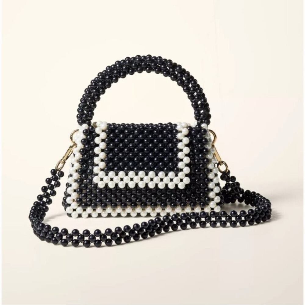 NWOT- Kate Spade Colorblock Beaded Crossbody Bag Black/ White